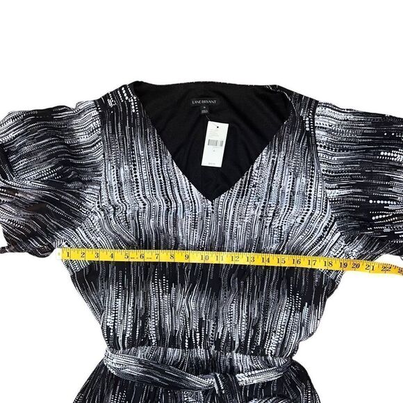 NWT LANE BRYANT Black & White Tie Waist Maxi Dress Size 16 - Picture 6 of 9